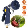 Garden Hose Nozzle High Pressure Hand Sprayer Multifunctional Spray Gun w/ 8 Watering Patterns for Watering Plant Washing Car Pet