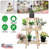 Wooden Plant Stand 3-Tier Potted Flower Shelf Multi-tier Flower Pot Rack Holder Triangle Ladder Plant Vase Display Rack 82lbs Max Load for Indoor Pati