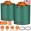 2Pcs 79.25Gallons Round Garden Waste Bags Waterproof Reusable Grass Rubbish Leaf Sacks Home Garden Lawn Yard Trash Bags With 4 Handles