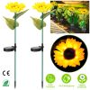 2Pcs Solar Powered Sunflower Lights 10 LED Decorative Stake Lamp IP65 Waterproof Pathway Landscape Lights For Garden Patio Yard Walkway