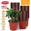 100Pcs 130mm 5.12in Plastic Plant Nursery Pots Garden Seedlings Flower Container Seed Starting Pots with 12Pcs Drainage Holes