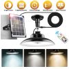 Solar Shed Light with Separate Panel Wall Mounted Solar Pendant Light Indoor Outdoor with Remote Timer 3 Modes 3 Light Colors IP 55 Waterproof for Gaz