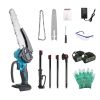 2-In-1 8” Cordless Electric Pole Saw and Mini Chainsaw with Extension Poles 2Pcs 21V 3.0Ah Batteries Adjustable Length Chain Saw With Auto Oiler Safet