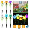 6 Pcs Solar Garden Tulip Flower Light Outdoor Solar Pathway light IP54 Water-resistant Landscape Lights for Lawn Patio Yard Garden Walkway Decoration
