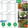 8Pcs Garden Plant Support Stake Half Round Iron Garden Plant Support Ring Green Border Support Plant Ring Cage For Rose Flowers Vine Tomato Hydrangea