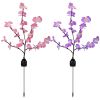 2Pcs Solar Powered Garden Light Orchid Flower Stake Lamps Waterproof LED Lawn Lights For Yard Driveway Walkway Patio Decoration