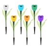 6 Pcs Solar Garden Tulip Flower Light Outdoor Solar Pathway light IP54 Water-resistant Landscape Lights for Lawn Patio Yard Garden Walkway Decoration