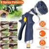 Garden Hose Nozzle High Pressure Hand Sprayer Multifunctional Spray Gun w/ 8 Watering Patterns for Watering Plant Washing Car Pet
