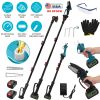 4 in 1 Cordless Pruning Shear and Electric Chainsaw With Max 5.5FT Extension Poles 4”/6” Pole Saw SK5 Blade Brushless Pruning Shear With 2Pcs 3.0Ah Ba