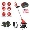 21V Electric Cordless Tiller Cultivator Powered Garden Tiller with 4 Blades 16 Steel Tines 550W 300RPM 4000mAh Battery Tilling 9-in Width & 9-in Depth