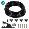 16.4ft Misting Cooling System Water Mister Nozzles Set Garden Irrigation w/ 5 Mist Nozzles for Patio Garden Greenhouse