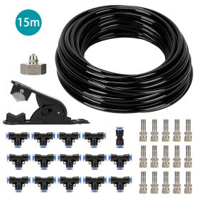 49.2ft Misting Cooling System Water Mister Nozzles Set Garden Irrigation w/ 5 Mist Nozzles for Patio Garden Greenhouse