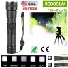 Tactical LED Flashlight Zoomable Rechargeable Search Light Torch 50000LM with 5Modes SOS Night Light For Night Walking Adventures