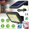Solar Powered Wall Lights 128 LEDs Motion Sensor Lamp IP65 Waterproof Dusk to Dawn Sensor Light w/ 3 Light Modes Remote Control for Front Door Deck