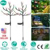 2Pcs Outdoor Solar Light Cherry Blossom Flower Landscape Light Yard Stake Decor Lamp