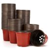 100Pcs 170mm 6.69in Plastic Plant Nursery Pots Garden Seedlings Flower Container Seed Starting Pots with 12Pcs Drainage Holes