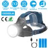 100000LM LED Headlamp 7 Lighting Modes Rechargeable Headlights IP44 Waterproof Rotatable Headlights For Hiking Rescuing Camping