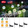 4Pcs Solar Powered Dandelion Garden Lights IP65 Waterproof Landscape Decorative Stake Lamp Lawn Lights For Yard Driveway Walkway Patio