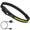 5-Mode LED Headlamp USB Rechargeable IPX4 Waterproof Headlight Hand-Free Fishing LED Strip Light Bar w/ Motion Sensor for Camping Hiking Running