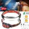 2Packs Rechargeable Headlamp 3 Light Modes White Red Light Headlight Band Flashlight Hand-free Head Torch for Fishing Camping Hiking Running