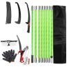 2 In 1 Extra Long Manual Pole Saw 8.23-28.25FT Extendable Tree Pruner for High Branches with Pruner Scissors 2 Double-hooked Saw Blades Goggles Gloves
