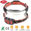 2Packs Rechargeable Headlamp 3 Light Modes White Red Light Headlight Band Flashlight Hand-free Head Torch for Fishing Camping Hiking Running