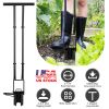 5 In 1 Bulb Planter Tool Long Handle Gardening Bulb Transplanter with Gloves Brush Serrated Base Dual Pedal Digging Holes to Plant Tulips Iris Daffodi