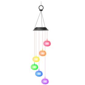 Solar Wind Chime Lights Sea Urchins Decorative Lamp 7 Color Changing IP65 Waterproof Mobile Spinner String Lights For Home Garden Party Festival
