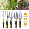 5Pcs Garden Tool Set Heavy Duty Aluminum Gardening Hand Tool Kit with Non-Slip Handle Rake Trowel Weeder Shovel