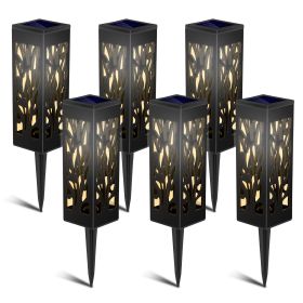 6Pcs Solar Powered Pathway Lights Auto On Off Waterproof Decorative Branch Pattern Lamp Solar Garden Stake Landscape Lights