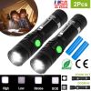2Pcs LED Handheld Flashlight Zoomable USB Rechargeable Flashlight Torch w/ 4Modes SOS Night Light For Night Walking Adventures Searching