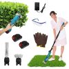 Pole Mini Hedge Trimmer & Grass Shear Electric Cordless Handheld Hedge Trimmer with 90° Rotatable Head Telescopic Extension Pole Gloves Goggles 2Pcs 2