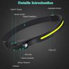 5-Mode LED Headlamp USB Rechargeable IPX4 Waterproof Headlight Hand-Free Fishing LED Strip Light Bar w/ Motion Sensor for Camping Hiking Running