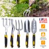 5Pcs Garden Tool Set Heavy Duty Aluminum Gardening Hand Tool Kit with Non-Slip Handle Rake Trowel Weeder Shovel
