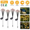 4Pack Solar Powered Stake Bee Light 2 Lighting Mode Lifelike Firefly Decorative Stake Lamp IP65 Waterproof Outdoor Landscape Garden Light Warm Yellow