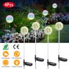 4Pcs Solar Powered Dandelion Garden Lights IP65 Waterproof Landscape Decorative Stake Lamp Lawn Lights For Yard Driveway Walkway Patio