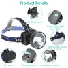 Super Bright Headlamp Adjustable Rechargeable LED Spotlight Headlight Torch IPX5 Waterproof Flashlight for Fishing Camping Hiking Running