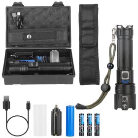 Tactical LED Flashlight Zoomable Rechargeable Search Light Torch 50000LM with 5Modes Belt Pouch Lanyard Night Light For Night Walking Adventures