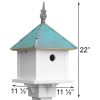 White PVC Square Bird House with Verdigris Copper Roof - Made in USA