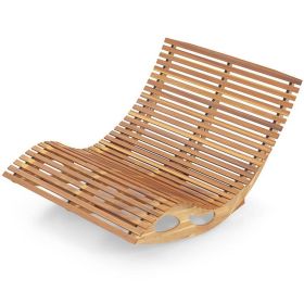 2-Seater Adirondack Slatted Acacia Patio Dual Rocker Sunbed Wood Lounger
