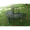 Half-Circle Outdoor Black Powder Coated Aluminum Tree Bench