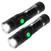 2Pcs LED Handheld Flashlight Zoomable USB Rechargeable Flashlight Torch w/ 4Modes SOS Night Light For Night Walking Adventures Searching