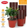 100Pcs 100mm 3.94in Plastic Plant Nursery Pots Garden Seedlings Flower Container Seed Starting Pots with 8Pcs Drainage Holes