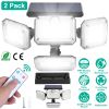 2 Pack Solar Powered Wall Lights IP44 Waterproof Motion Sensor Lights with 4 Adjustable Heads 333Pcs LED Beads 120° Sensing Angle Remote Control for Y