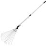 63in Adjustable Garden Leaf Rake 15 Teeth Expanding Stainless Steel Rake For Quick Clean Lawn Yard Garden w/ 7-21inch Teeth Width Folding Head