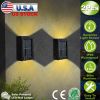 2Pcs Solar Deck Lights Outdoor 2LED Beads Waterproof Sensor Fence Stair Lamps For Patio Landscape Yard Warm White Lighting Color