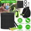 50FT Non-Expandable Garden Hose Kink-Free Lightweight Water Hose Lay Flat Garden Hose with 10 Patterns Hose Nozzle Storage Bag Hanging Hook for Outdoo