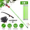 2 In 1 Extra Long Manual Pole Saw 8.23-28.25FT Extendable Tree Pruner for High Branches with Pruner Scissors 2 Double-hooked Saw Blades Goggles Gloves