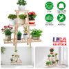 Wooden Plant Stand 3-Tier Potted Flower Shelf Multi-tier Flower Pot Rack Holder Triangle Ladder Plant Vase Display Rack 82lbs Max Load for Indoor Pati