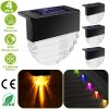 4Pcs Solar Deck Lights Outdoor LED RGB Solar Decorative Step Fence Lamp IP55 Waterproof Warm Color Changing Night Lights For Patio Garden Stair Fence